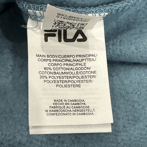 Women's Fila Medium 8 - 10 Blue Fleece Sweatshirt Logo Crew Pullover Long Sleeve - Picture 8 of 10